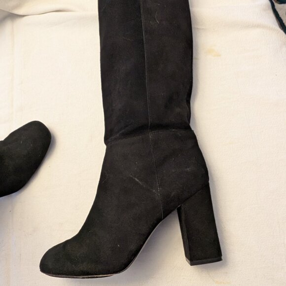 Diane Von Furstenberg Black Suede Heeled Boots - Picture 7 of 16